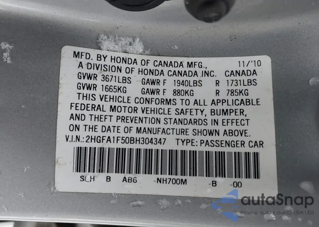2HGFA1F50BH304347: 44180029