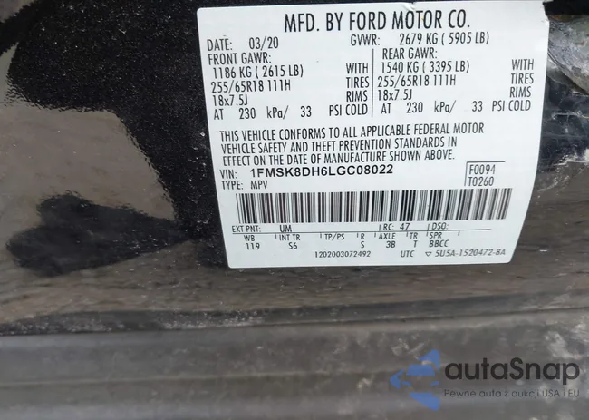 1FMSK8DH6LGC08022: 44180039