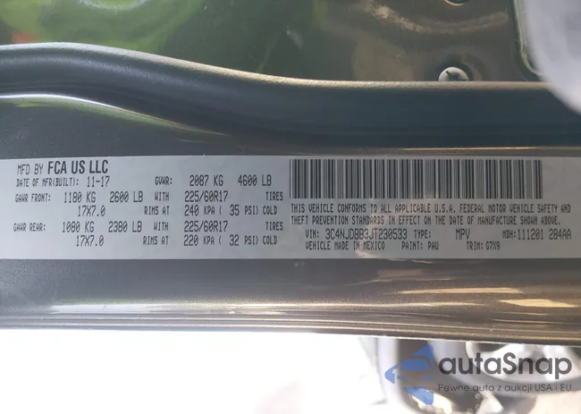 3C4NJDBB3JT230533: 44180177