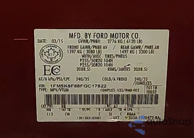 1FM5K8F88FGC17822: 44180189