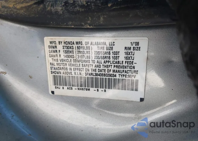 5FNRL38408B029034: 44180295