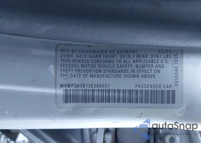 WVWPD63B12E388607: 44180355