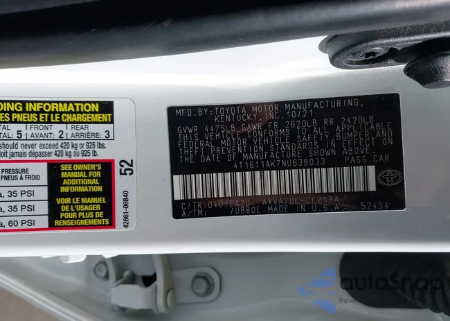 4T1G11AK7NU638033: 44180407