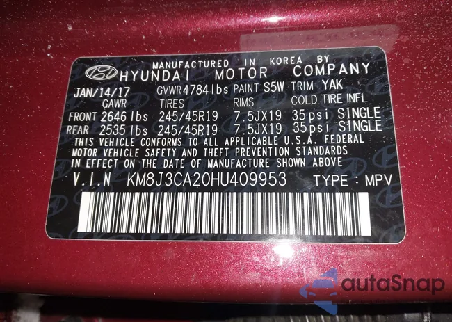 KM8J3CA20HU409953: 44181425