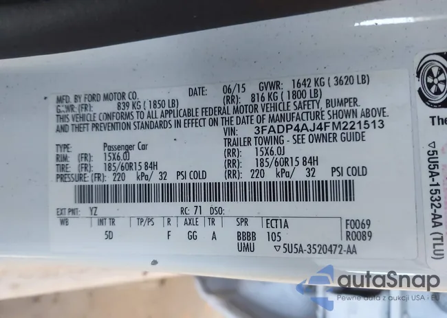 3FADP4AJ4FM221513: 44181430