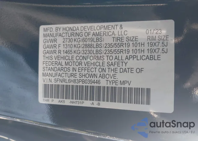 5FNRL6H83PB039446: 44181464