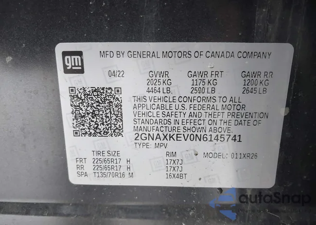 2GNAXKEV0N6145741: 44181536