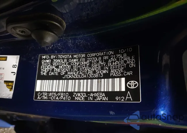 JTDKN3DU3A1303813: 44181547