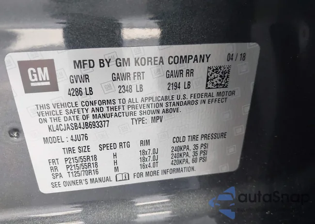 KL4CJASB4JB693377: 44181632