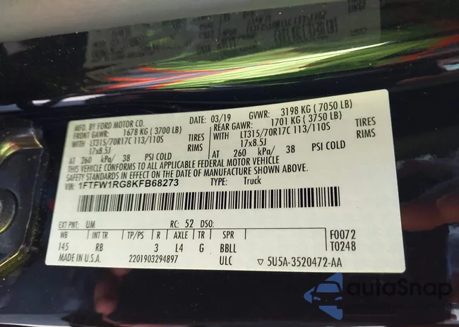 1FTFW1RG8KFB68273: 44181671