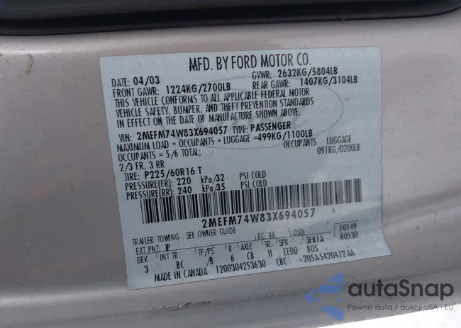 2MEFM74W83X694057: 44181692