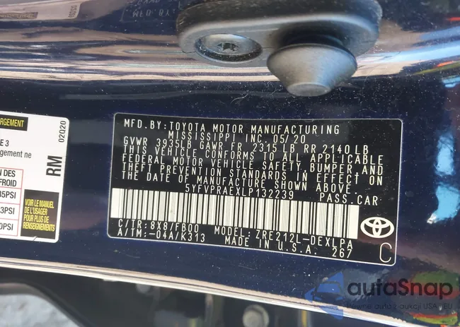 5YFVPRAEXLP132239: 44181702