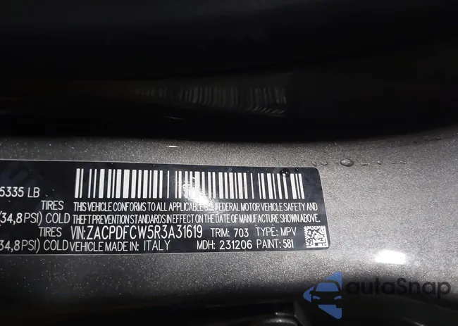 ZACPDFCW5R3A31619: 44181718