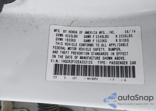 1HGCR2F32EA252125: 44181754