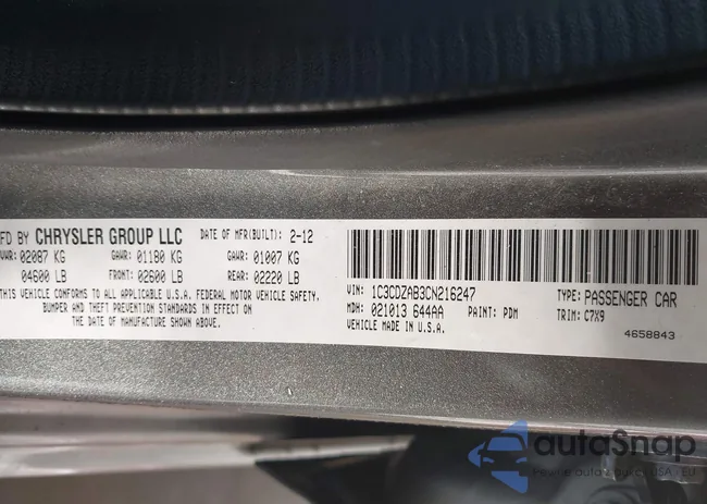 1C3CDZAB3CN216247: 44181053