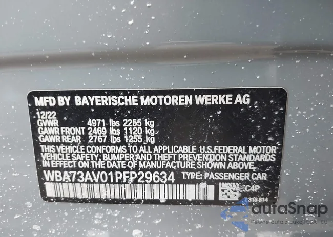 WBA73AV01PFP29634: 44181114