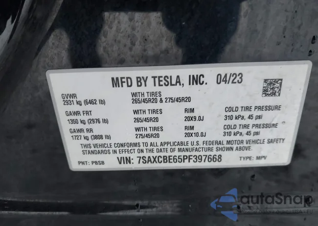 7SAXCBE65PF397668: 44181299