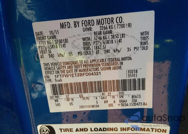 1FTFW1ET2BFD04321: 44181335