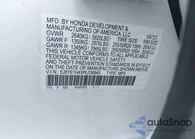 5J8YE1H4XPL038945: 44181404