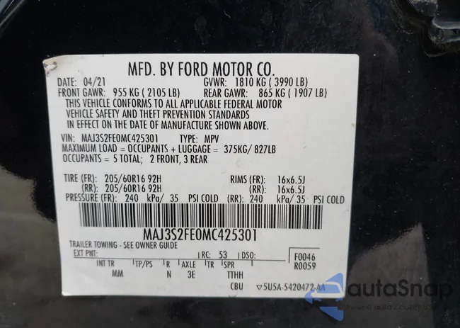 MAJ3S2FE0MC425301: 44182465