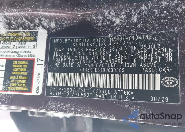 4T1BK1EB1DU033389: 44182532