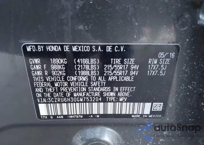 3CZRU6H30GM753204: 44182563