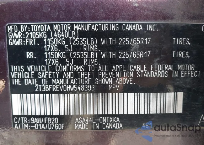 2T3BFREV0HW548393: 44182652