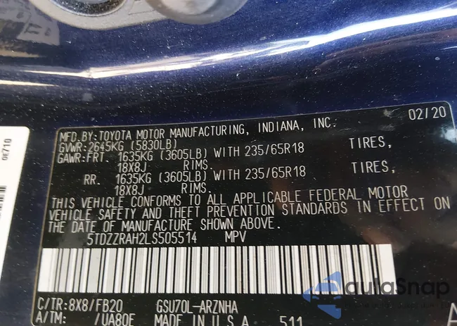 5TDZZRAH2LS505514: 44182811