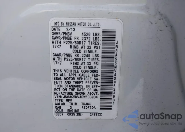 JN8AS5MV4DW633934: 44182929