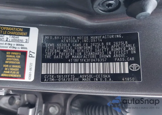 4T1BF1FK3FU476357: 44183432