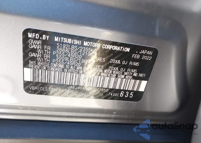 JA4J4VA85NZ071850: 44183553