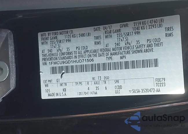 1FMCU9GD1HUD71506: 44183593