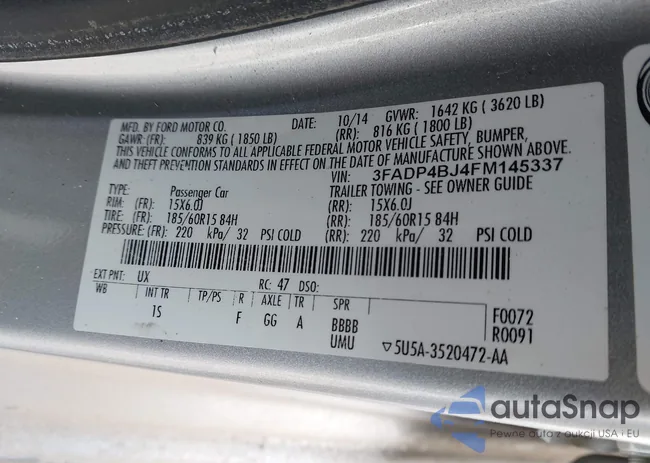 3FADP4BJ4FM145337: 44183625