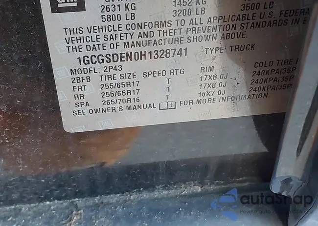 1GCGSDEN0H1328741: 44183717