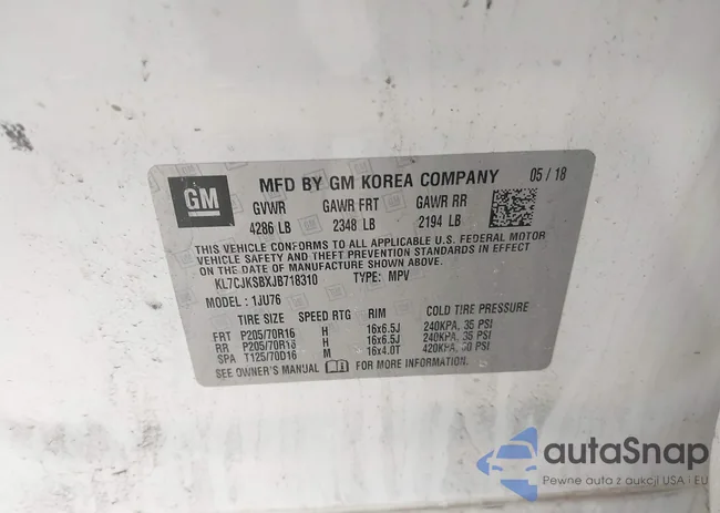 KL7CJKSBXJB718310: 44183718