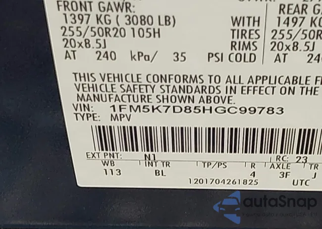 1FM5K7D85HGC99783: 44183765