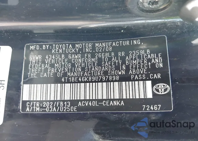 4T1BE46K89U797898: 44183892