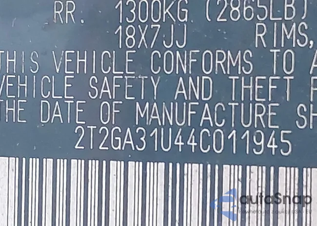 2T2GA31U44C011945: 44183901