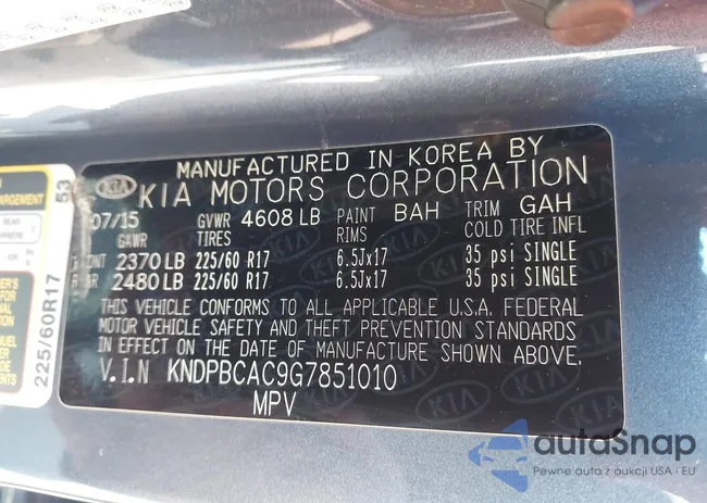 KNGTVC8C9G7851010: 44184000