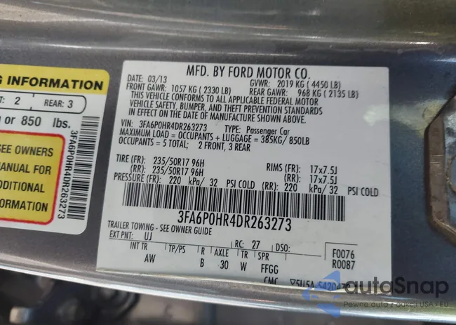 3FA6P0HR4DR263273: 44184002