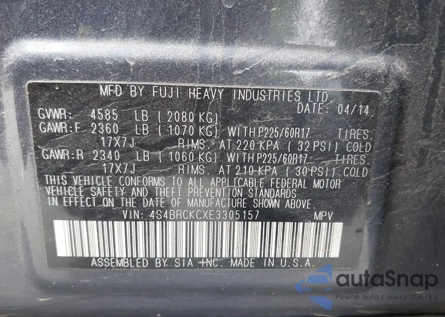 4S4BRCKCXE3305157: 44183240