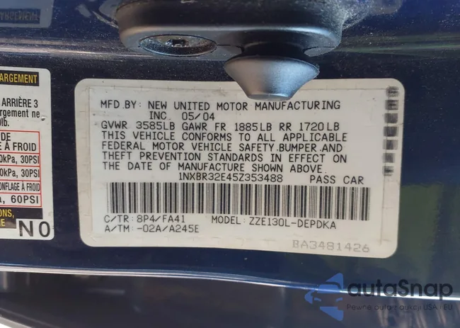 1NXBR32E45Z353488: 44183316