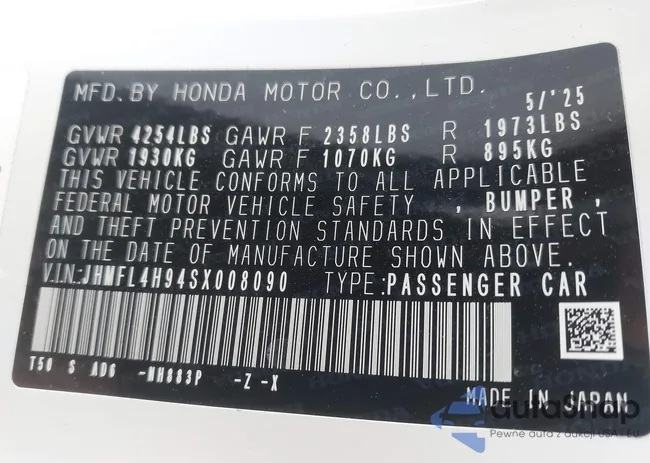 JHMFL4H94SX008090: 44184577