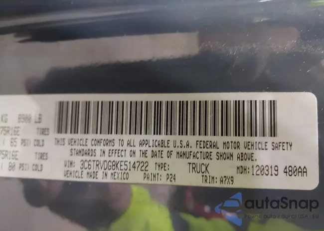 3C6TRVDG8KE514722: 44184597