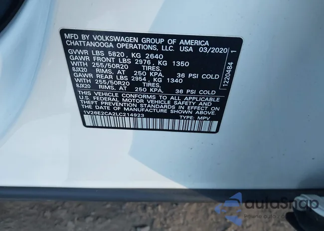 1V26E2CA2LC214923: 44184628