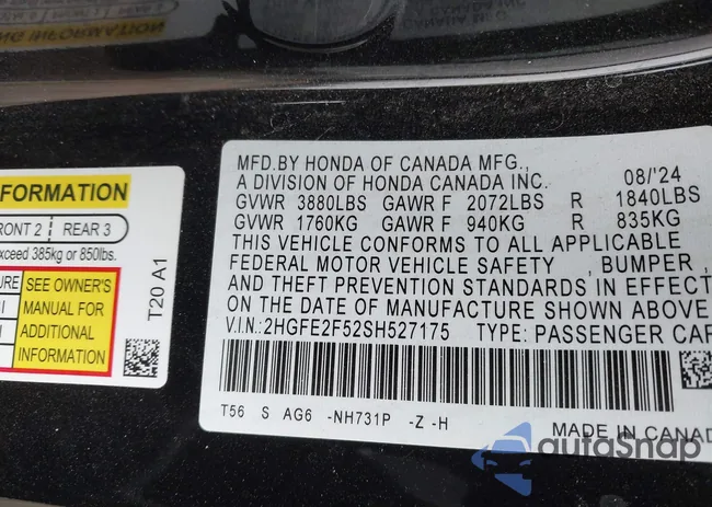 2HGFE2F52SH527175: 44184640