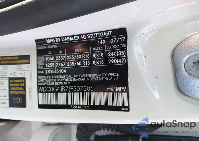 WDC0G4JB7JF307306: 44184703