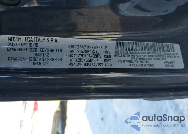 ZFBHRFAB6K6M12308: 44184800