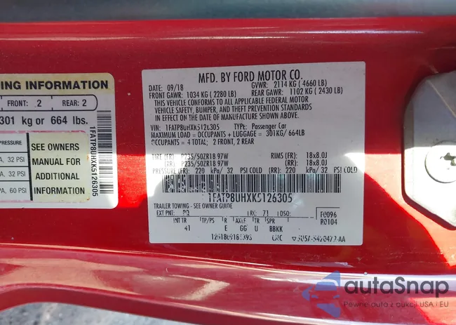 1FATP8UHXK5126305: 44184837