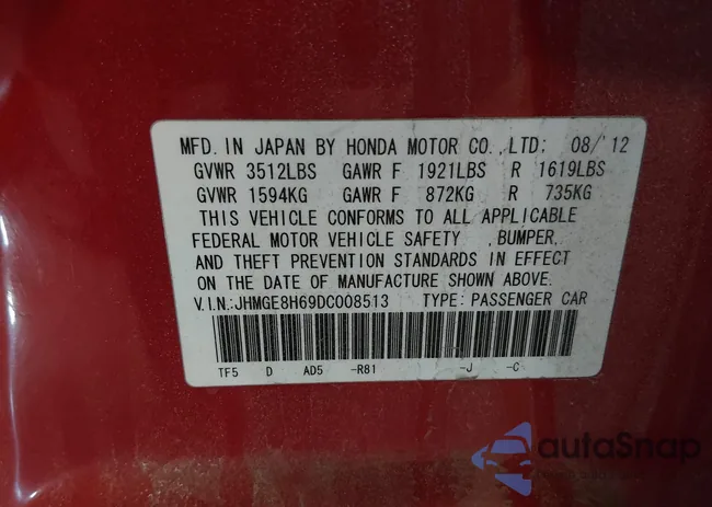 JHMGE8H69DC008513: 44184896